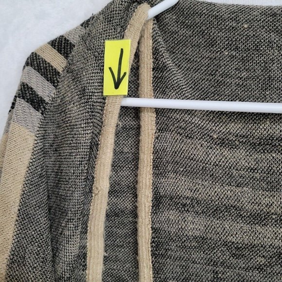 Coco Carmen Sweater Vest Wrap Cardigan Tan Gray Tartan Plaid Fringed One Size - Picture 7 of 14